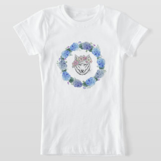 Cute Blommigt Blue Hydrangea Varg T-Shirt