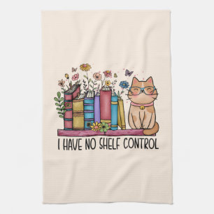 Cute Blommigt Bokar och katt Kökshandduk