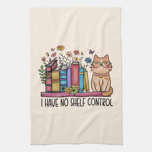 Cute Blommigt Bokar och katt Kökshandduk (Vertikal)