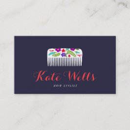 Cute Blommigt Bomb HairStylist Comb Hair Salon Visitkort