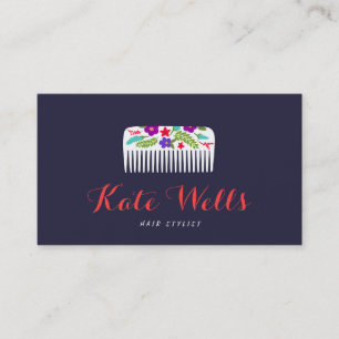Cute Blommigt Bomb HairStylist Comb Hair Salon Visitkort