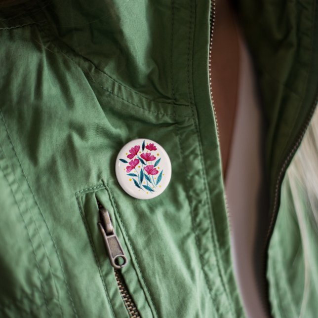 Cute blommigt bouquet - magenta och teal knapp (Skapare uppladdad)