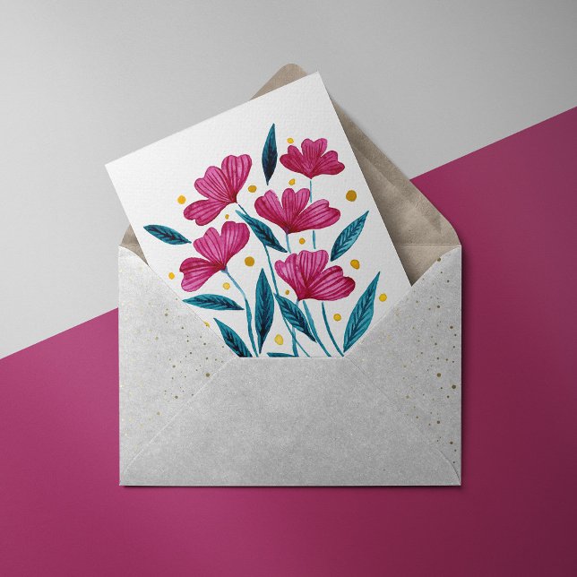 Cute blommigt bouquet - magenta och teal kort (Skapare uppladdad)