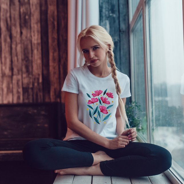 Cute blommigt bouquet - magenta och teal t shirt (Skapare uppladdad)