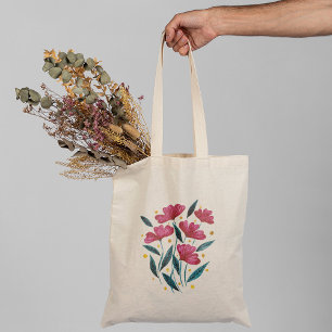 Cute blommigt bouquet - magenta och teal tygkasse