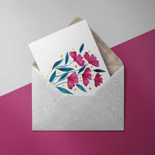 Cute blommigt bouquet - magenta och teal vykort