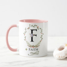 Cute Blommigt Brev F Monogram Mugg