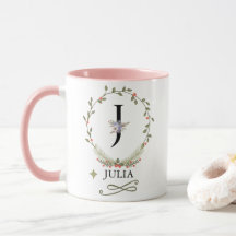 Cute Blommigt Brev J Monogram Mugg