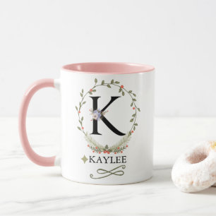Cute Blommigt Brev K Monogram Mugg
