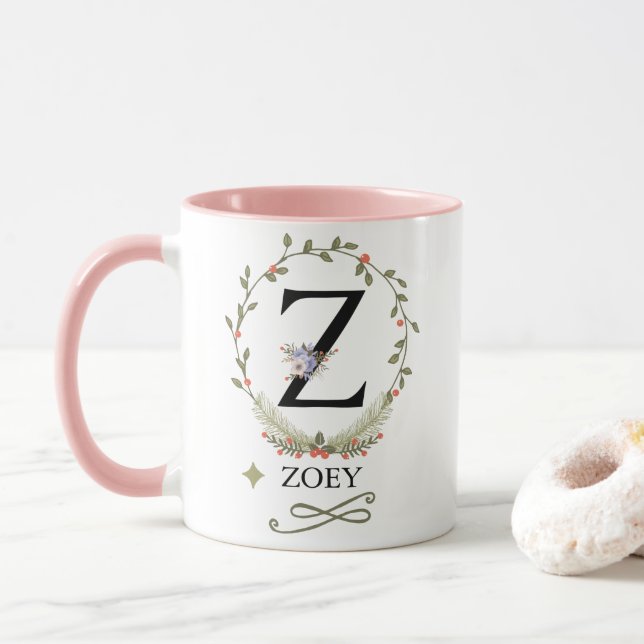 Cute Blommigt Brev Z Monogram Mugg (Med munk)