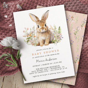 Cute Blommigt Bunny Barnskor på kanin Vår Inbjudningar
