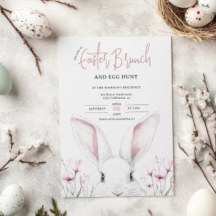 Cute Blommigt Bunny Påsk Brunch och Egg Hunt Inbjudningar