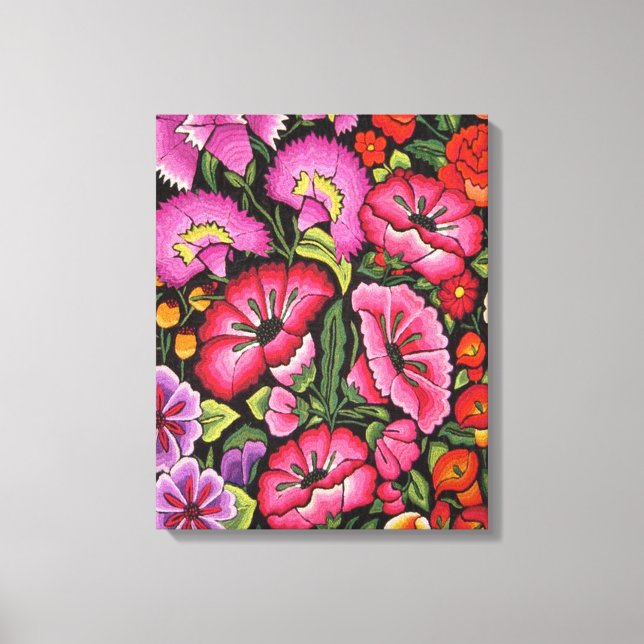 Cute blommigt canvas.Flowers, Mexikanska stil Canvastryck (Framsida)