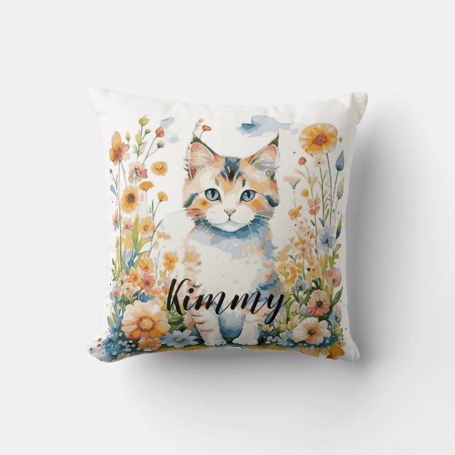 Cute Blommigt Cat baby Kudde (Framsida)