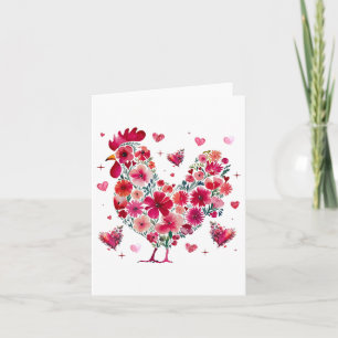 Cute Blommigt Chicken Älskare Hearts Valentines da Kort