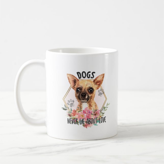 Cute Blommigt Chihuahua Kärlek Kaffemugg (Vänster)