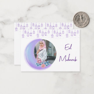 Cute Blommigt Crescent Islamic Eid Mubarak Photo Anteckningskort