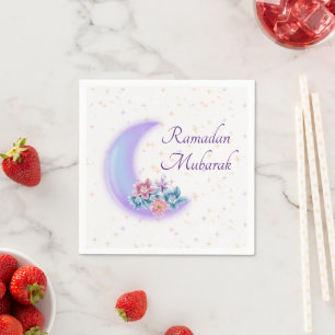 Cute Blommigt Crescent Islamic Ramadan Mubarak Pappersservett