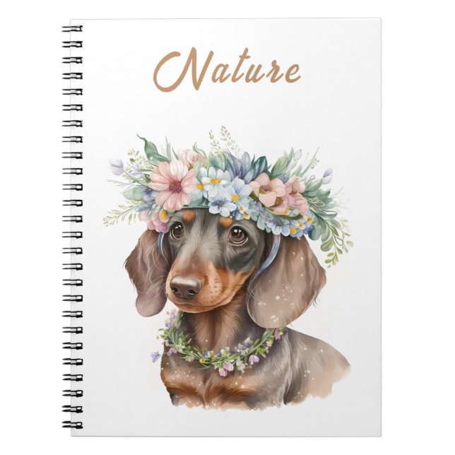 Cute Blommigt Dachshund Hund fotopatbok för bärbar Anteckningsbok (Framsidan)