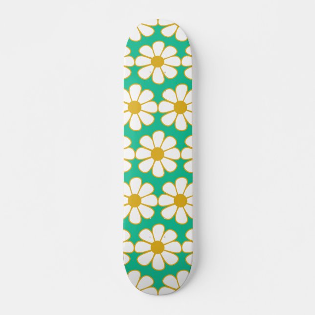 Cute Blommigt Daisy Mönster Mini Skateboard Bräda 18,5 Cm (Framsida)