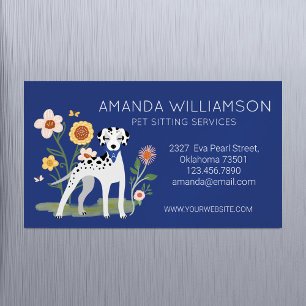 Cute Blommigt Dalmatian Hund Djuromsorg Services Magnetiska Visitkort