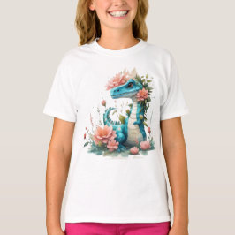 Cute Blommigt dinosaur T Shirt