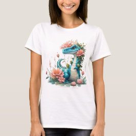 Cute Blommigt dinosaur T Shirt