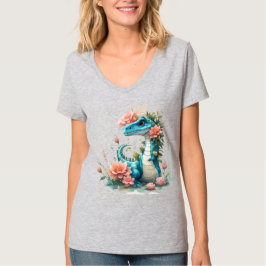 Cute Blommigt dinosaur T Shirt