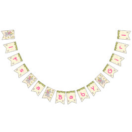 Cute Blommigt Elephant, det är en flicka Baby Show Vimplar