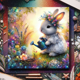 Cute Blommigt Fantasy Art Bunny Vår Garden Påsk Julkort