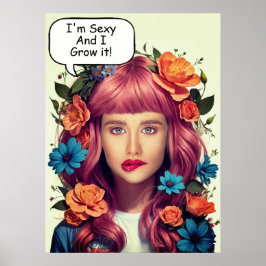 Cute blommigt-flicka ansikte i hål-foto poster