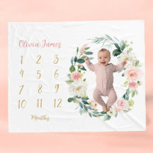 Cute Blommigt Flicka milstolpe Månadsvis Baby