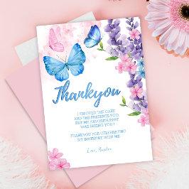 Cute Blommigt fluter över Butterflies Birthday Tack Kort