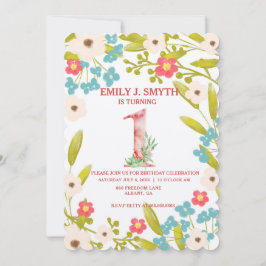 Cute Blommigt Födelsedagsfest inbjudan För barn