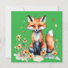 Cute blommigt fox inbjudningar