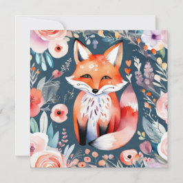 Cute blommigt fox inbjudningar