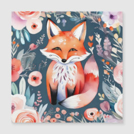Cute blommigt fox magnetisk inbjudningskort