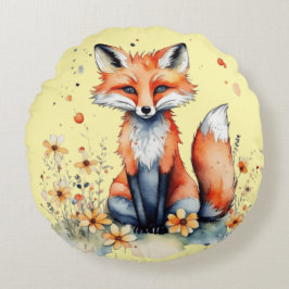 Cute blommigt fox rund kudde