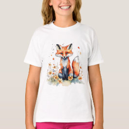 Cute blommigt fox t shirt