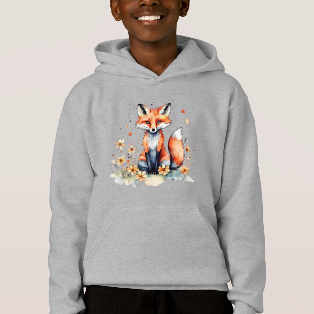Cute blommigt fox t shirt (Framsida)
