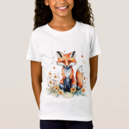 Cute blommigt fox t shirt