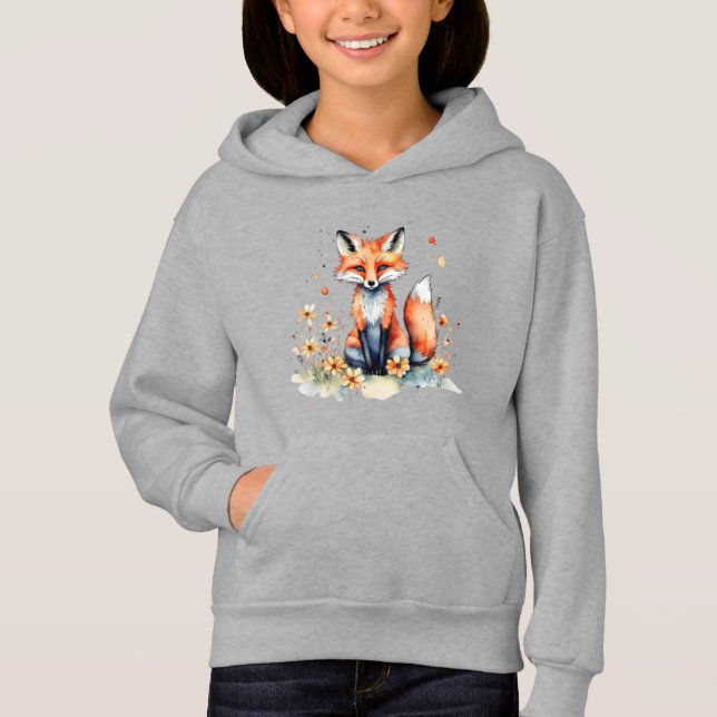 Cute blommigt fox t shirt (Framsida)