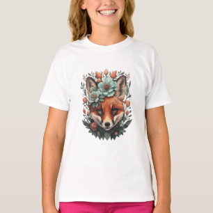 Cute blommigt fox t shirt