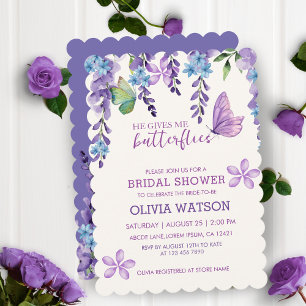 Cute Blommigt Ge Me Butterflies Möhippa Inbjudningar