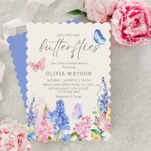Cute Blommigt Ge Me Butterflies Möhippa Inbjudningar