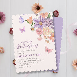 Cute Blommigt Ge Me Butterflies Möhippa Inbjudningar