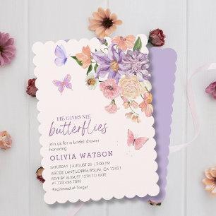 Cute Blommigt Ge Me Butterflies Möhippa Inbjudningar
