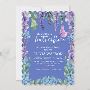 Cute Blommigt Ge Me Butterflies Möhippa Inbjudningar