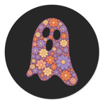Cute Blommigt Ghost Boo Sticker Halloween