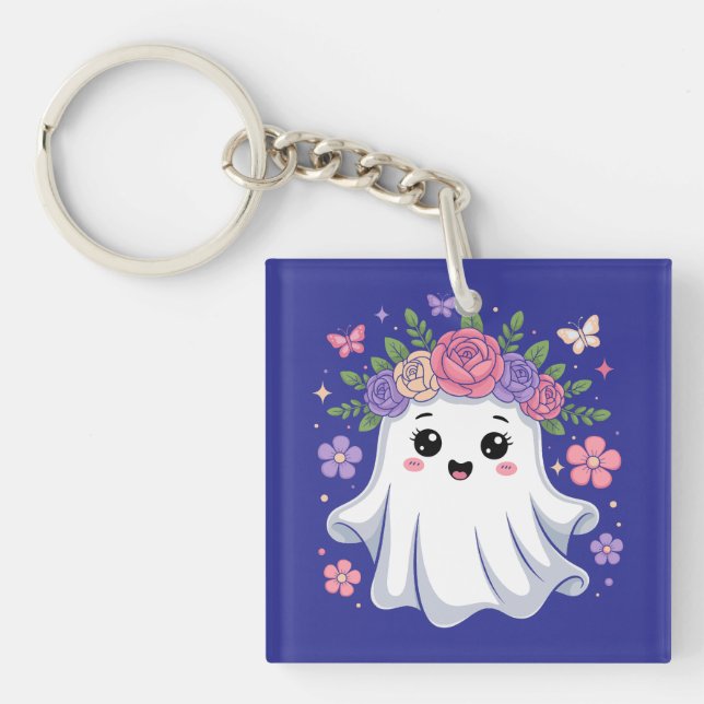 Cute Blommigt Ghost Kawaii Halloween Ghost (Framsidan)